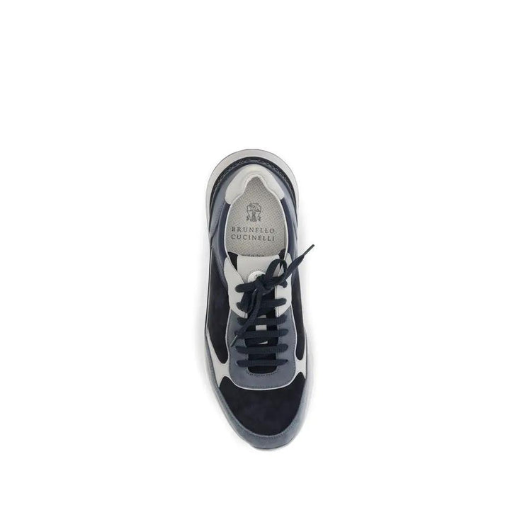 Brunello Cucinelli Sample Sale | Brunello Cucinelli Blue Calf Leather Bos Taurus Athletic Sneakers - | Designer outlet