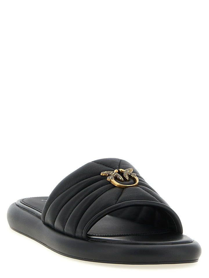 PINKO Sample Sale | PINKO Black Lambskin Slides - | Designer outlet