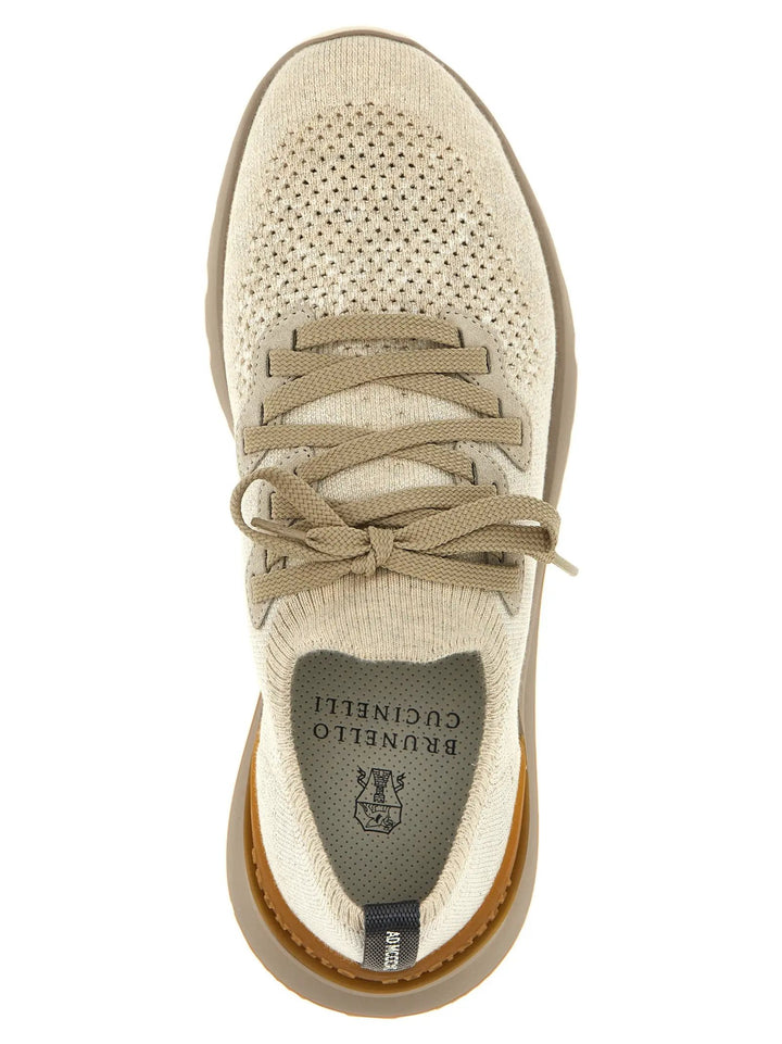 Brunello Cucinelli Beige Cotton Low Top Sneakers