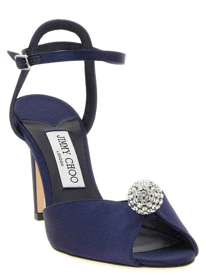 Jimmy Choo Sample Sale | Jimmy Choo Blue Tencel Stiletto Heel Sandals - | Designer outlet