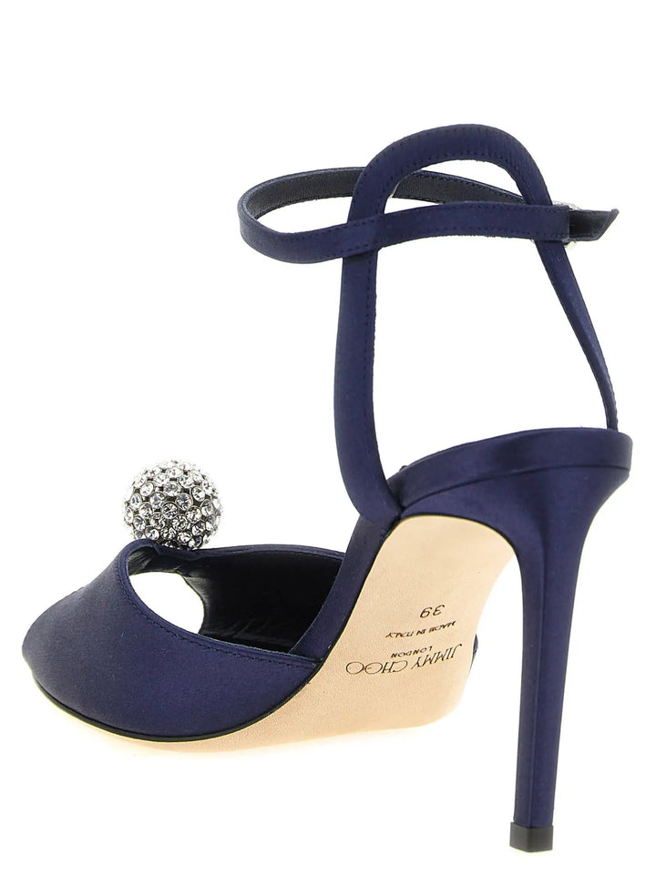 Jimmy Choo Sample Sale | Jimmy Choo Blue Tencel Stiletto Heel Sandals - | Designer outlet
