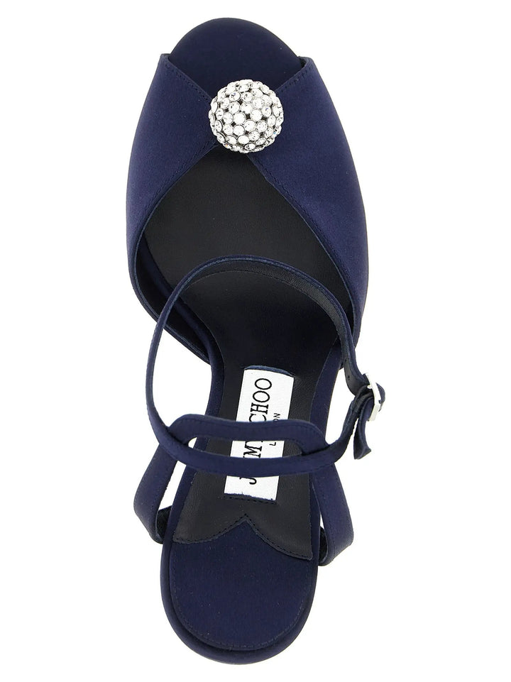 Jimmy Choo Sample Sale | Jimmy Choo Blue Tencel Stiletto Heel Sandals - | Designer outlet