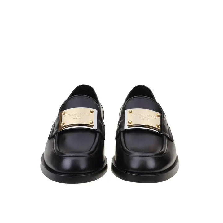 Dolce &amp; Gabbana Black Calfskin Slip-On Loafers