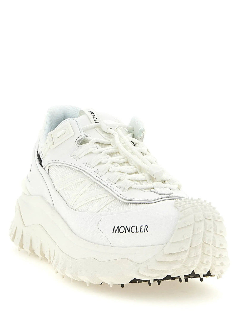 Moncler Sample Sale | Moncler White Leather Athletic Sneakers - | Designer outlet