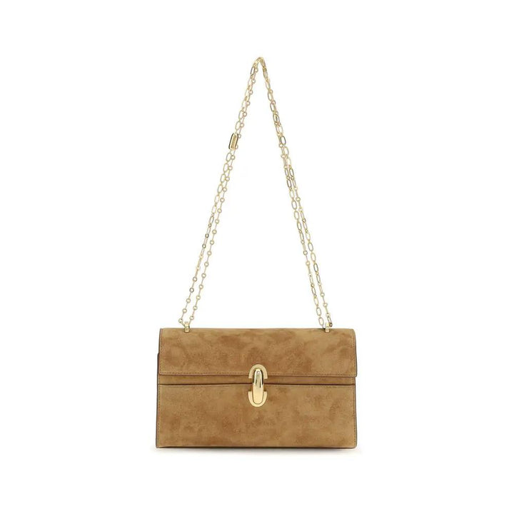 Savette Beige Calf Leather Bos Taurus Shoulder Bag