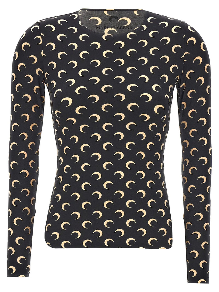 Marine Serre Black Polyamide Long Sleeve T-Shirt