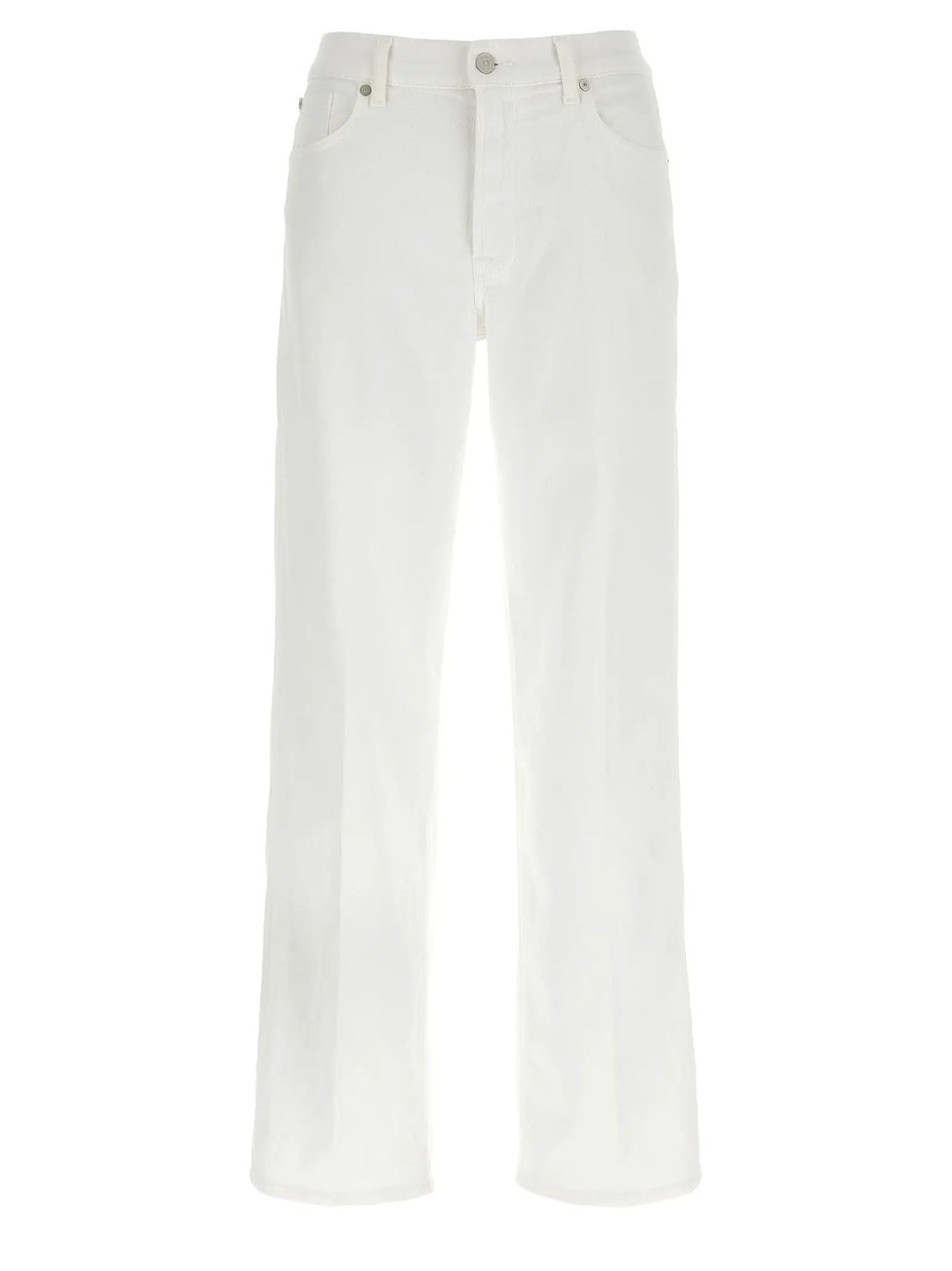 7 For All Mankind White Cotton Straight-Leg Jeans