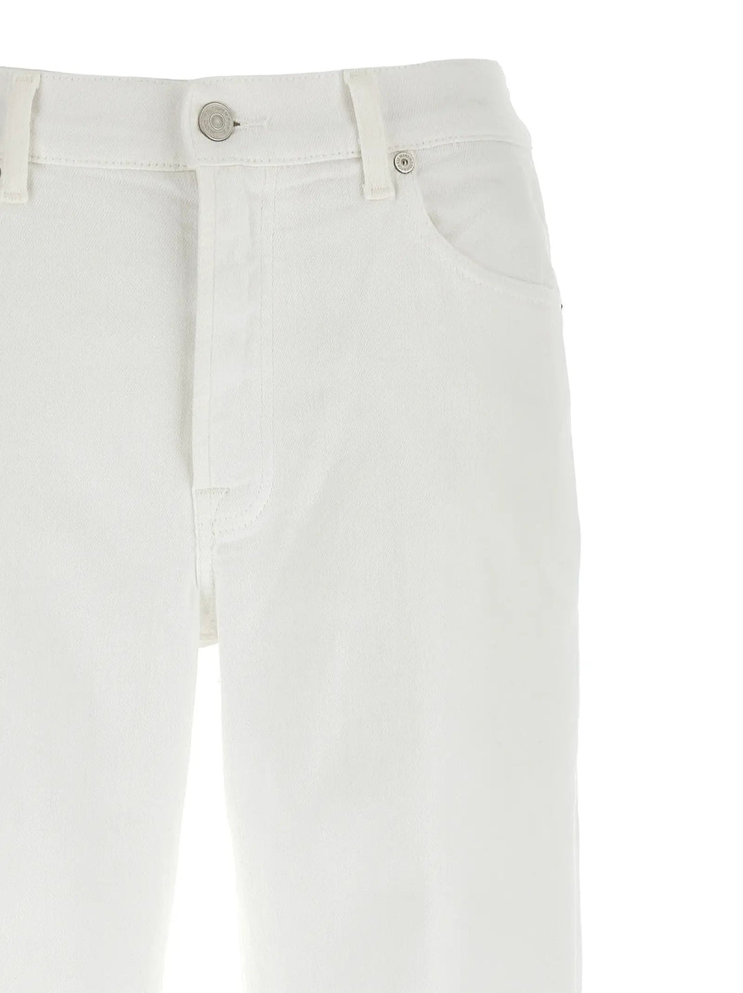 7 For All Mankind White Cotton Straight-Leg Jeans