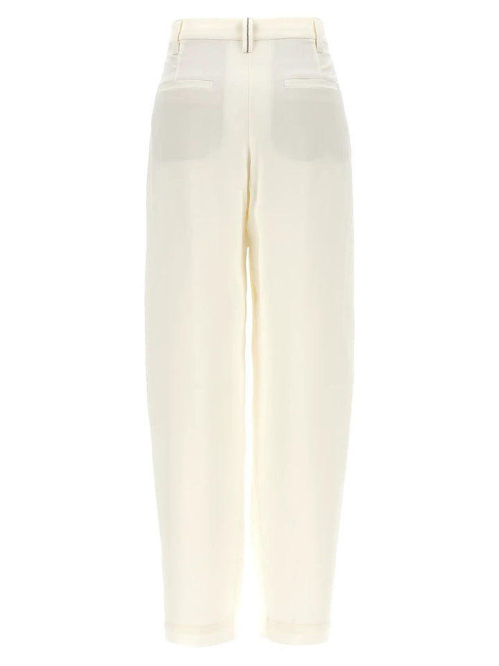 Brunello Cucinelli Sample Sale | Brunello Cucinelli White Silk Casual Pants - | Designer outlet
