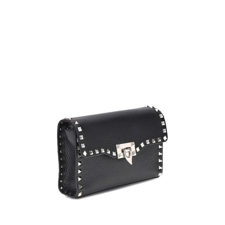 Valentino Garavani Black Calf Leather Bos Taurus Shoulder Bag
