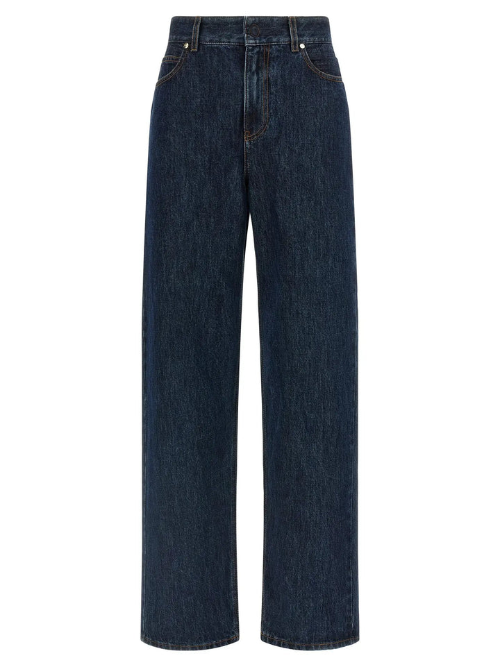 Fendi Blue Cotton Straight-Leg Jeans