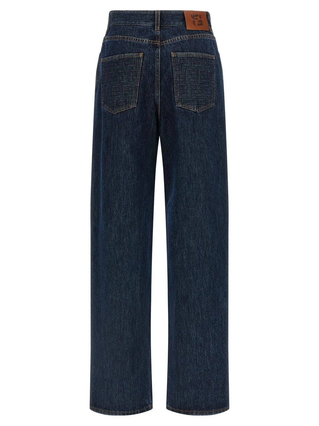 Fendi Blue Cotton Straight-Leg Jeans