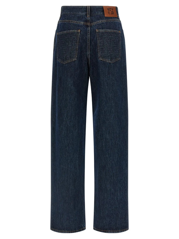 Fendi Blue Cotton Straight-Leg Jeans