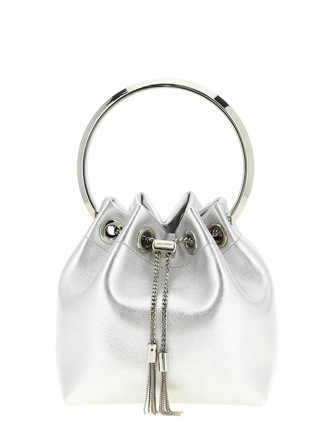 Jimmy Choo Silver Lamb Leather Handbag