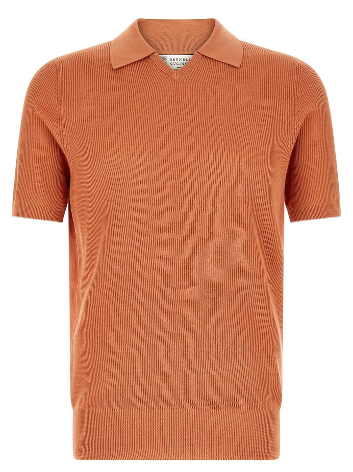 Brunello Cucinelli Orange Cotton Polo Shirt