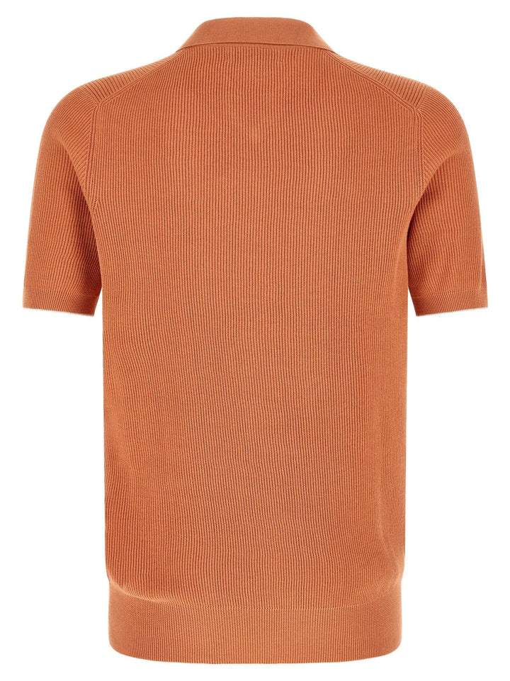 Brunello Cucinelli Orange Cotton Polo Shirt