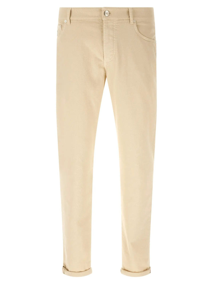 Brunello Cucinelli Beige Cotton Straight-Leg Jeans