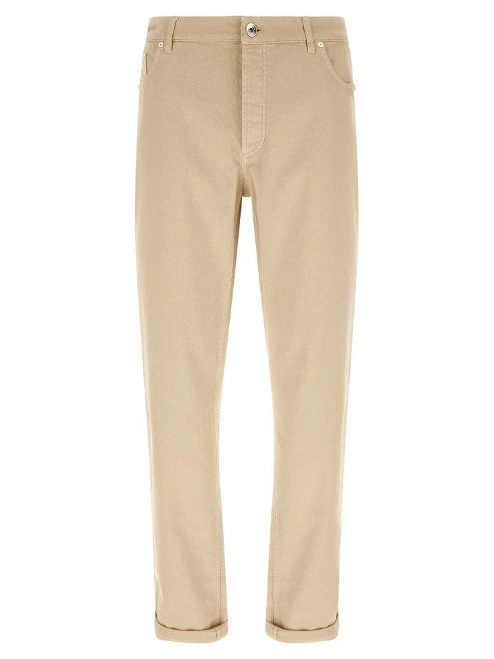 Brunello Cucinelli Beige Cotton Tapered Jeans