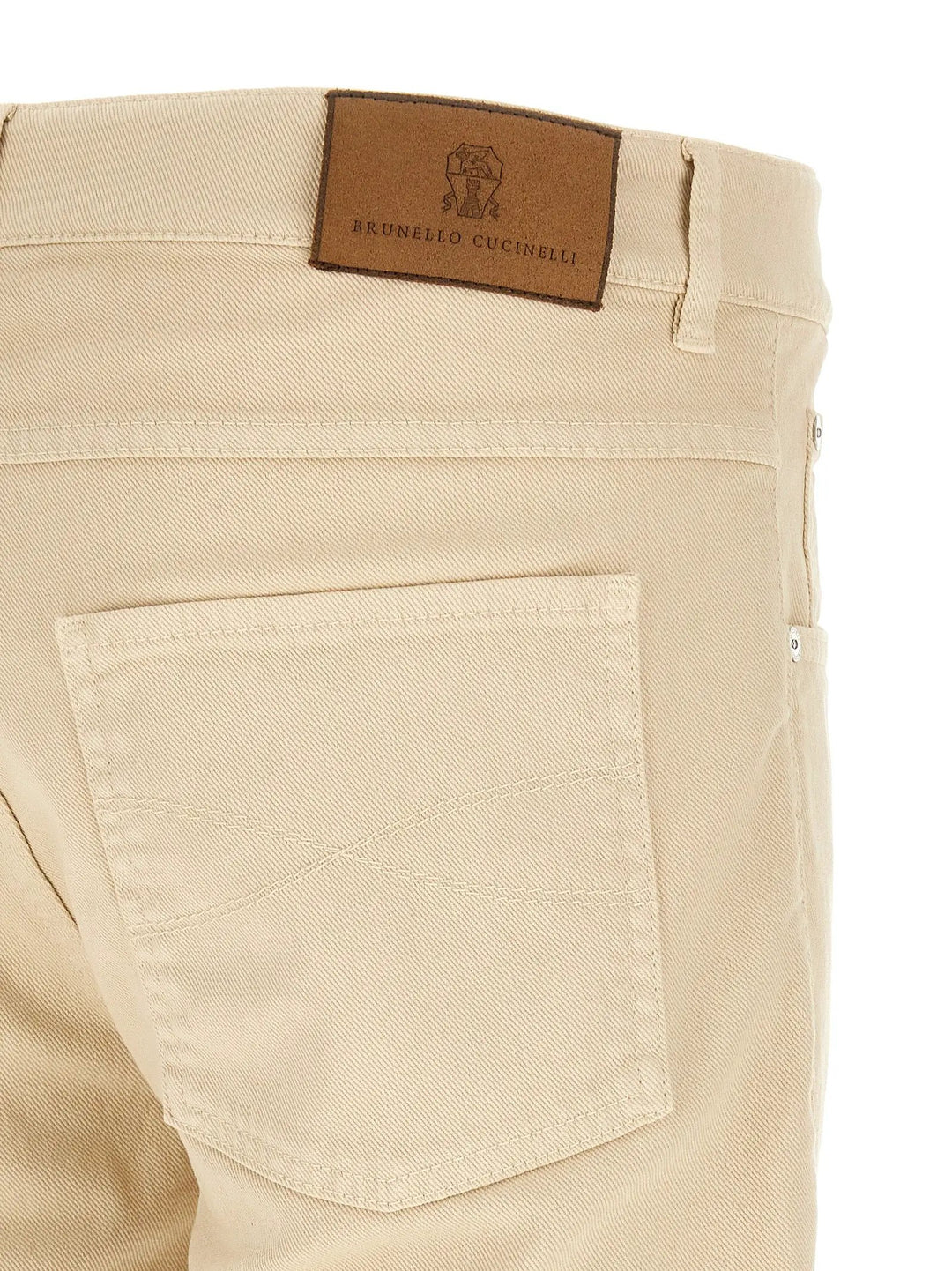 Brunello Cucinelli Beige Cotton Straight-Leg Jeans
