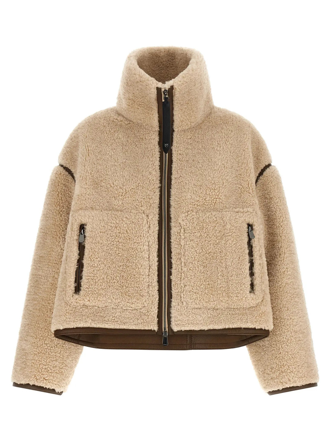 PINKO Beige Polyester Full-Length Jacket