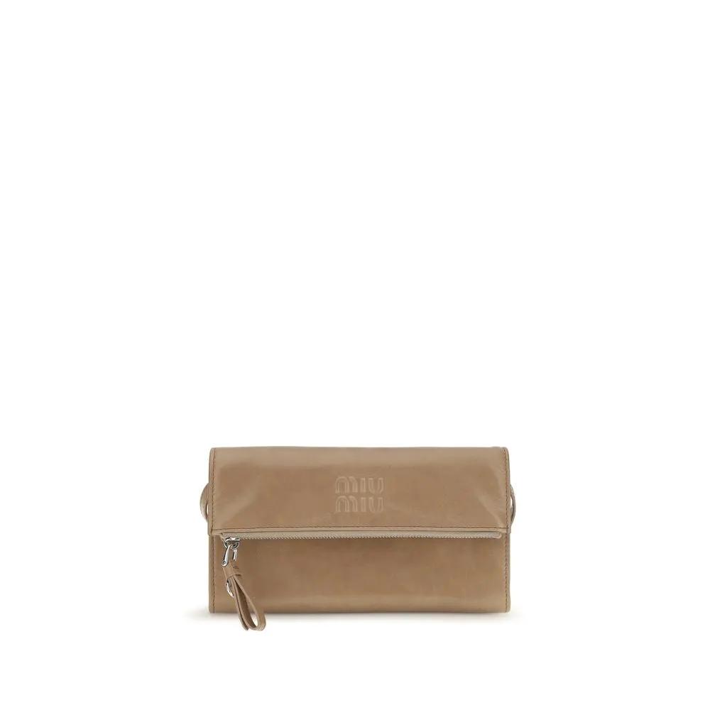 Miu Miu Beige Calf Leather Bos Taurus Clutch Bag