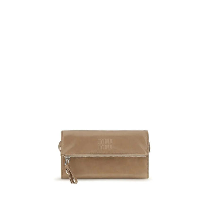 Miu Miu Beige Calf Leather Bos Taurus Clutch Bag