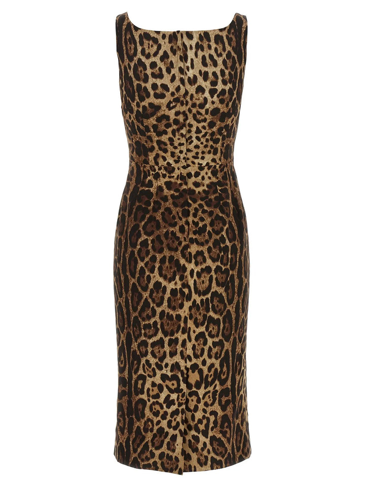 Dolce &amp; Gabbana Brown Silk Midi Dress