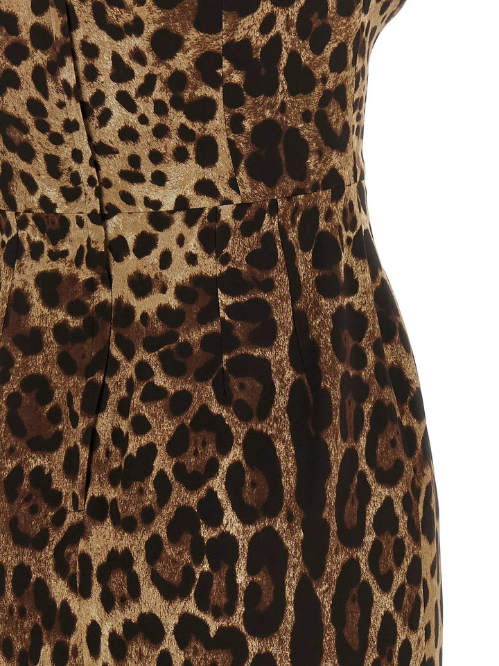 Dolce &amp; Gabbana Brown Silk Midi Dress