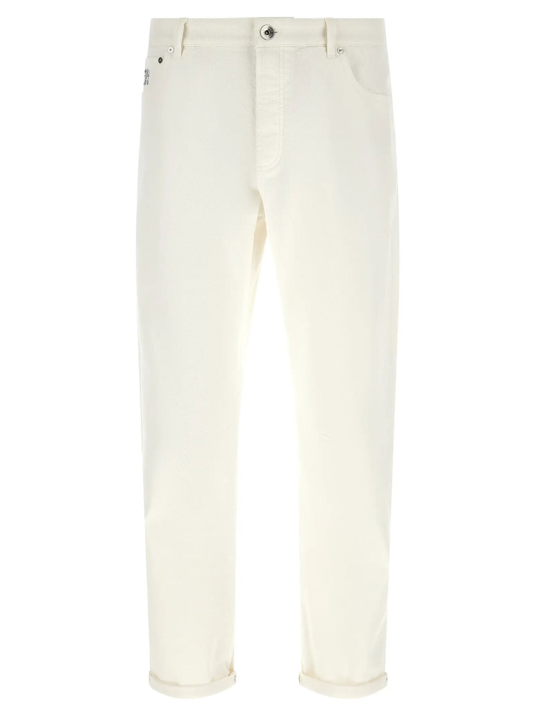 Brunello Cucinelli White Cotton Cropped Jeans
