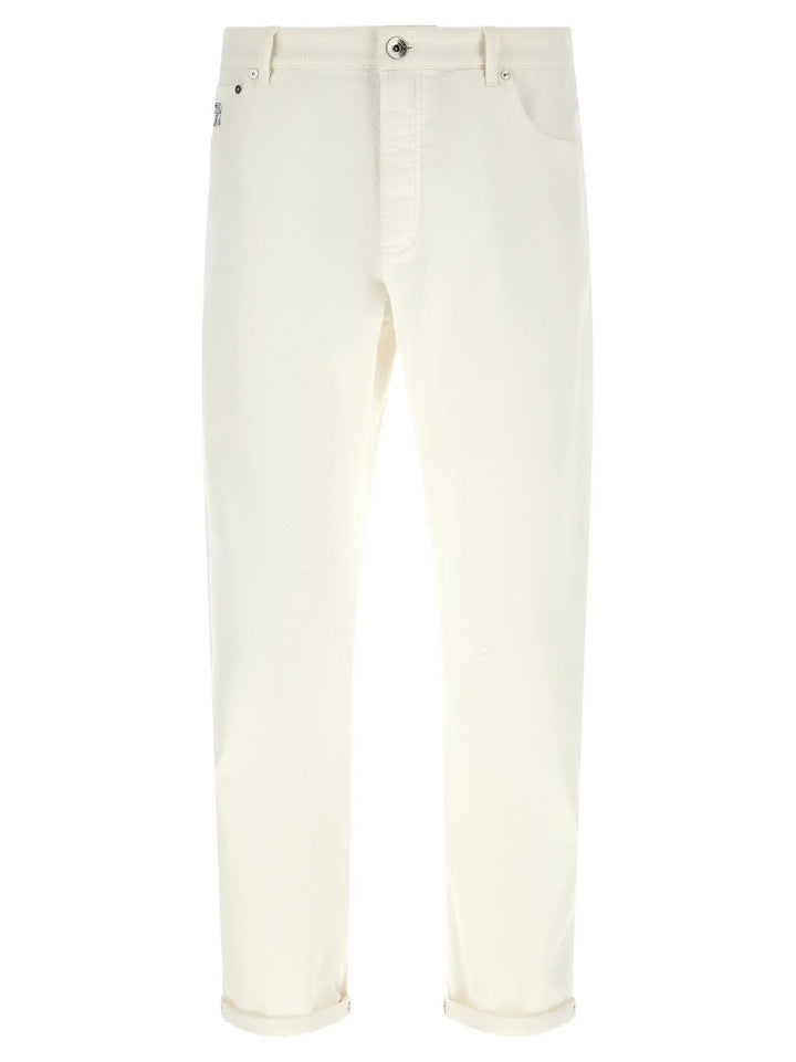 Brunello Cucinelli White Cotton Cropped Jeans