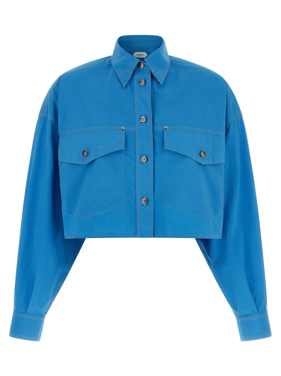Versace Sample Sale | Versace Blue Cotton Blouse - | Designer outlet
