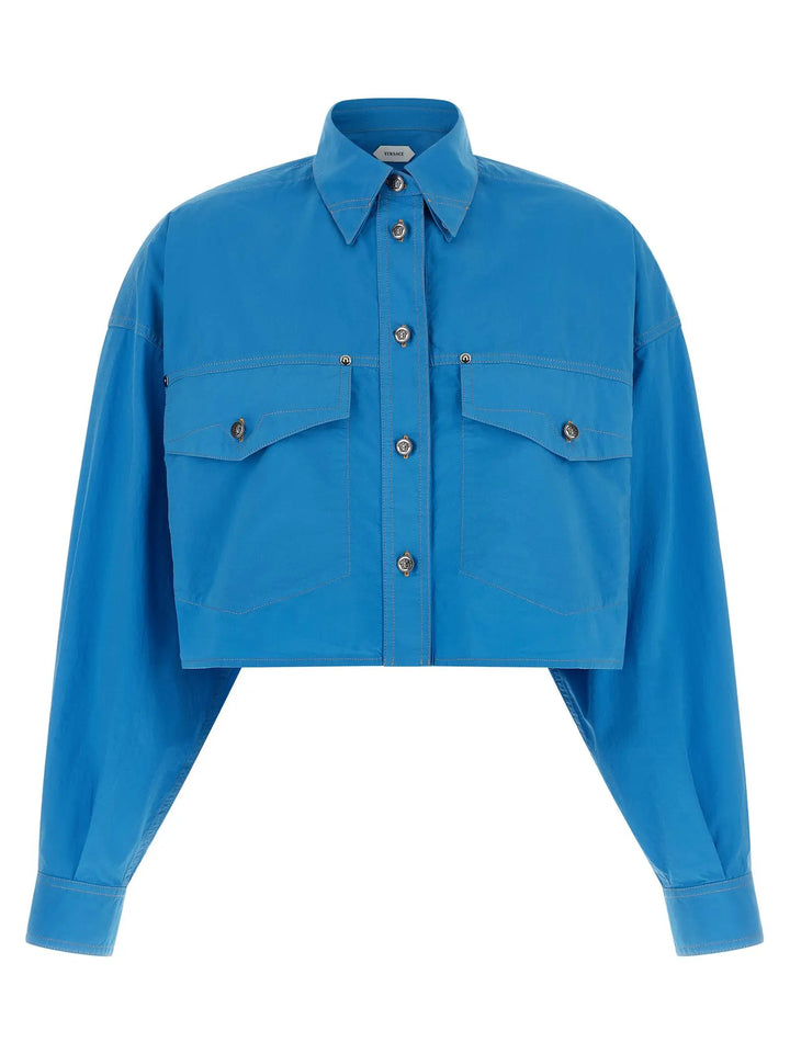 Versace Sample Sale | Versace Blue Cotton Blouse - | Designer outlet