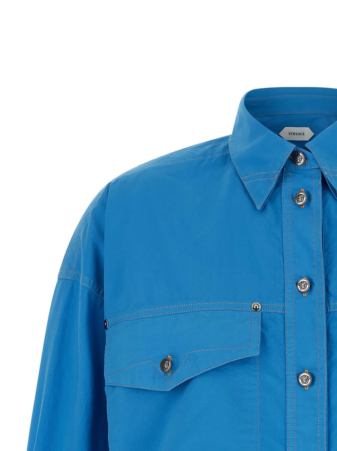 Versace Sample Sale | Versace Blue Cotton Blouse - | Designer outlet