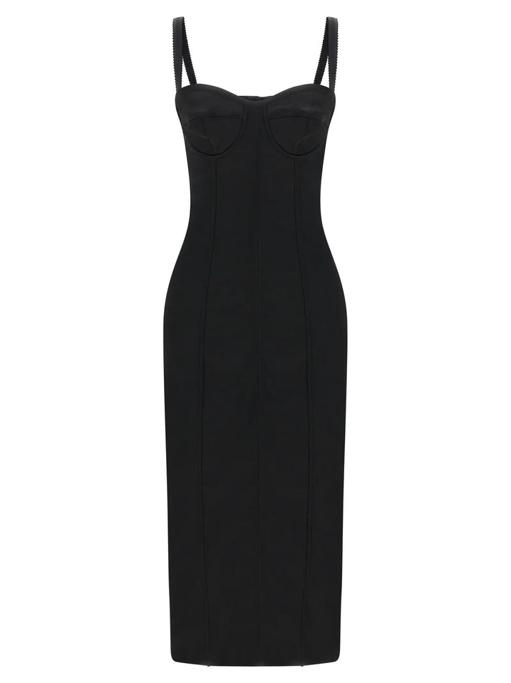 Dolce &amp; Gabbana Sample Sale | Dolce &amp; Gabbana Black Acetate Midi Dress - | Designer outlet