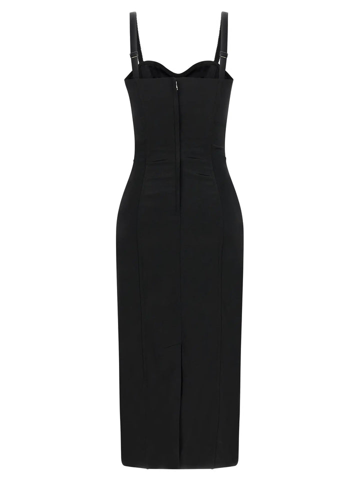Dolce &amp; Gabbana Sample Sale | Dolce &amp; Gabbana Black Acetate Midi Dress - | Designer outlet