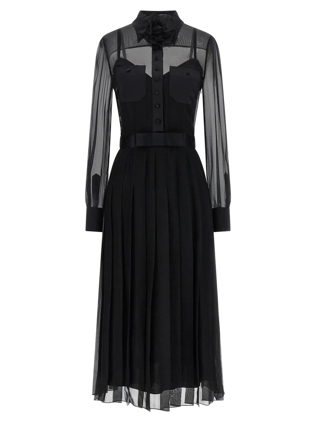 Dolce &amp; Gabbana Black Silk Midi Dress