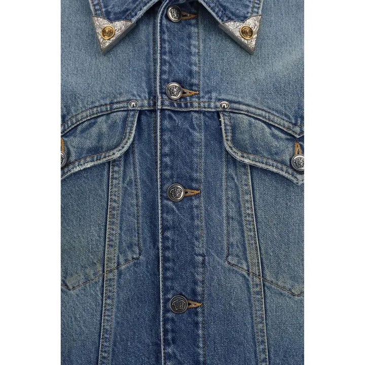 Versace Blue Cotton Denim Jacket