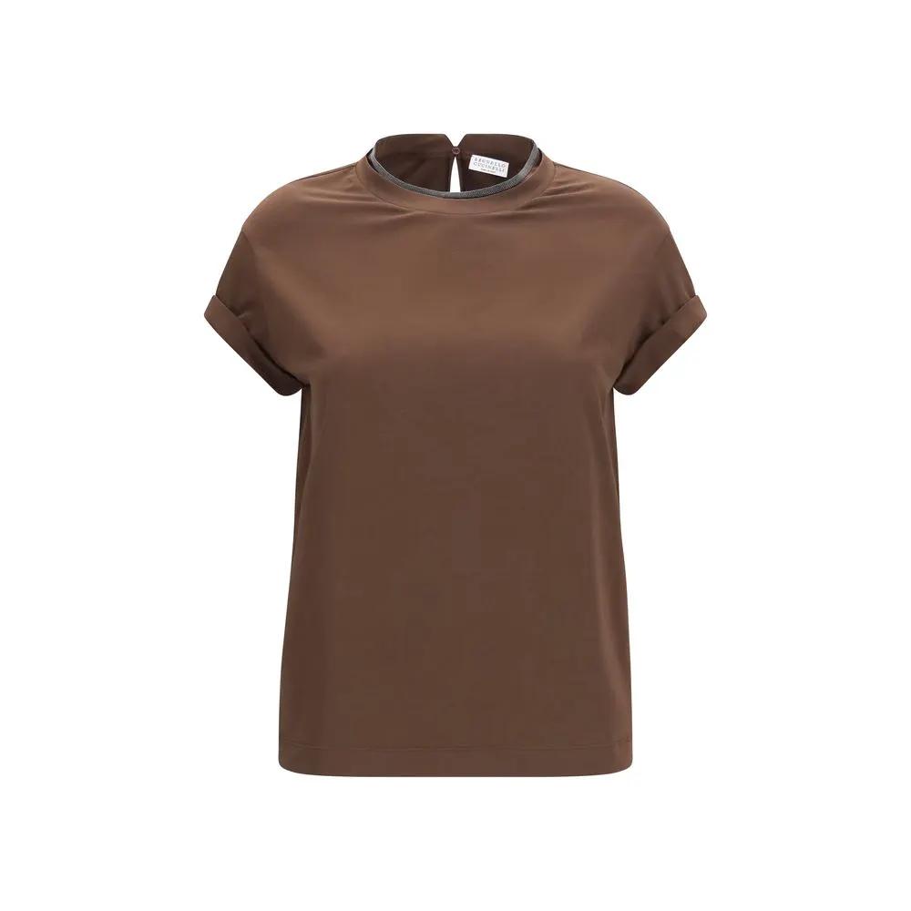 Brunello Cucinelli Brown Elastane T-Shirt