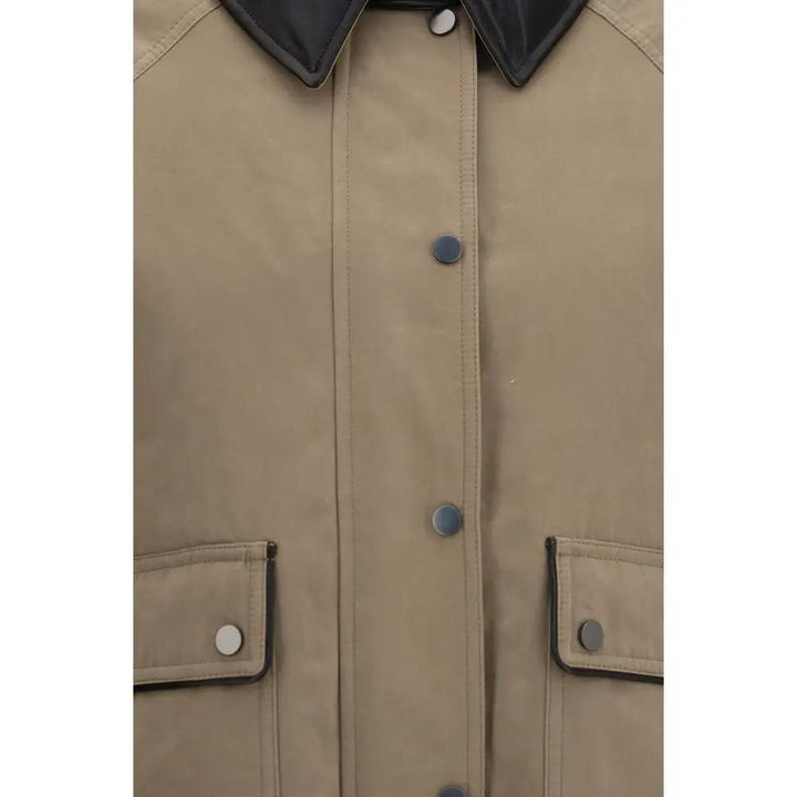 Brunello Cucinelli Beige Cotton Leather Jacket