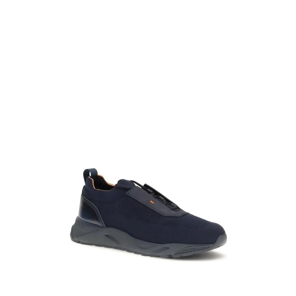 Santoni Sample Sale | Santoni Blue Fabric Athletic Sneakers - | Designer outlet