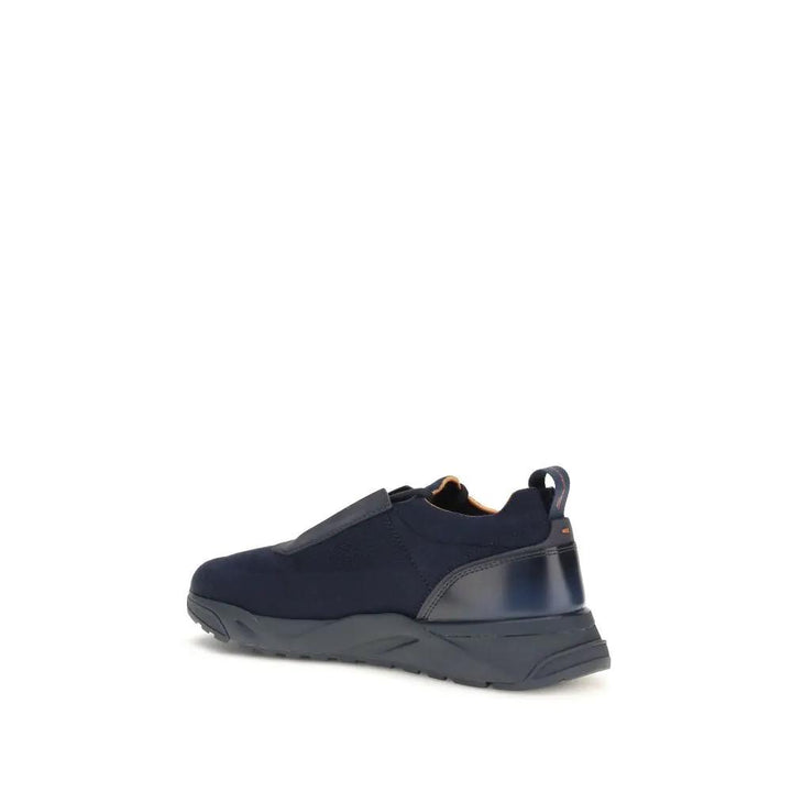 Santoni Sample Sale | Santoni Blue Fabric Athletic Sneakers - | Designer outlet