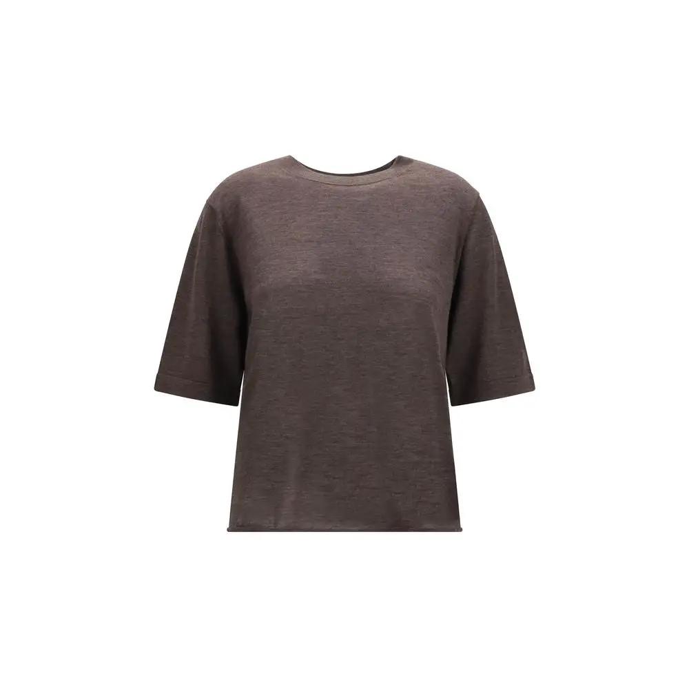 Loulou De Saison Sample Sale | Loulou De Saison Brown Cashmere T-Shirt - | Designer outlet