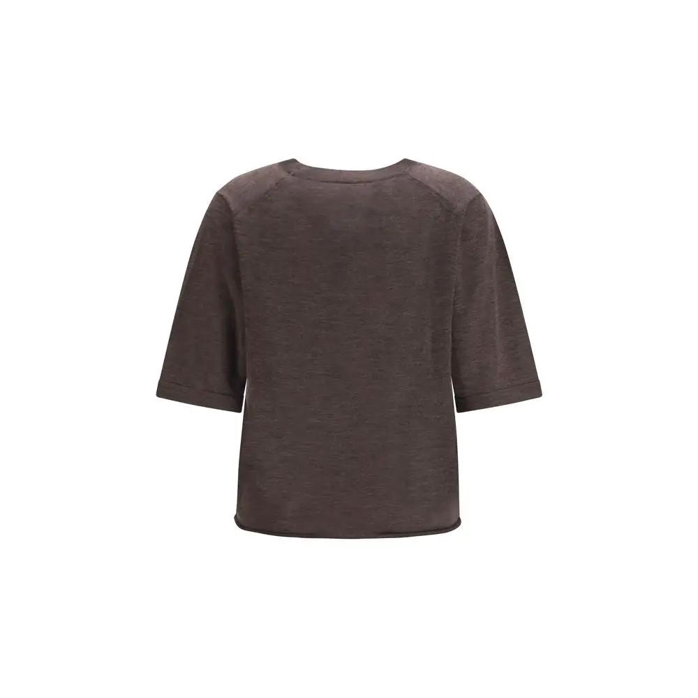 Loulou De Saison Sample Sale | Loulou De Saison Brown Cashmere T-Shirt - | Designer outlet
