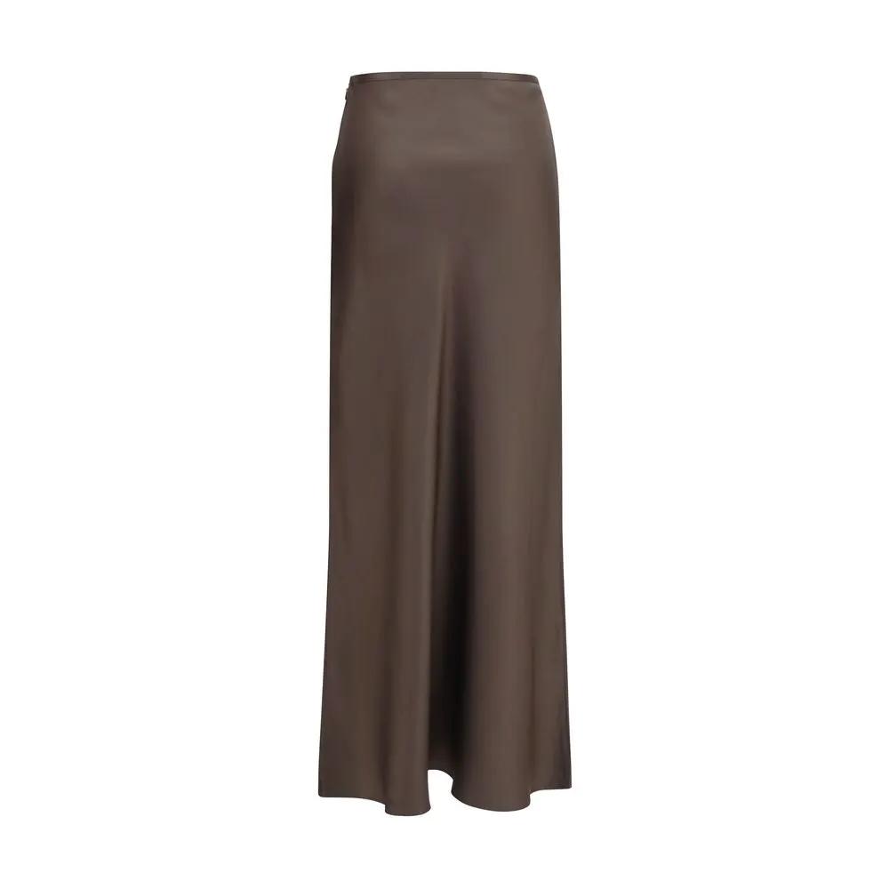 Loulou De Saison Sample Sale | Loulou De Saison Brown Silk Long Skirt - | Designer outlet