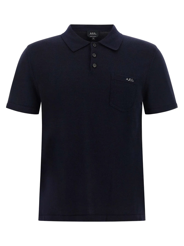 A.P.C. Blue Virgin Wool Polo Shirt