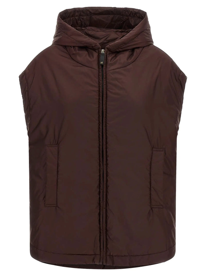 Max Mara Bordeaux Polyester Sleeveless Jacket