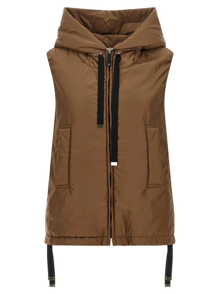 Max Mara Brown Polyester Sleeveless Jacket