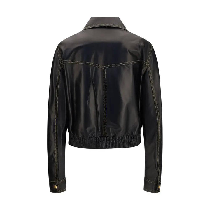 Versace Black Lamb Ovis Aries Aries Leather Jacket