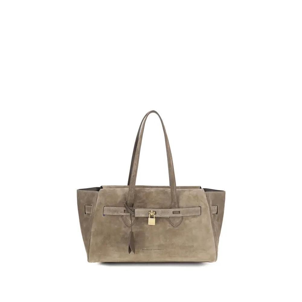Brunello Cucinelli Brown Calf Leather Bos Taurus Shoulder Bag