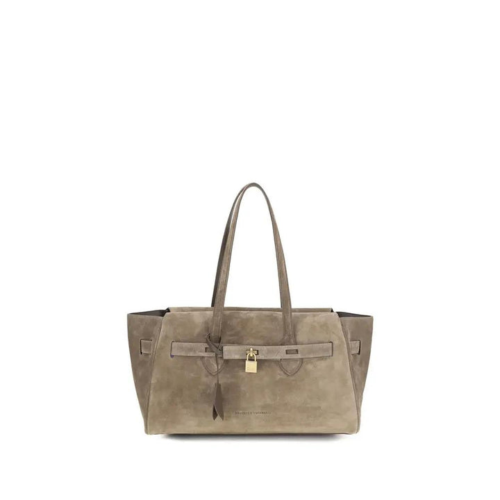 Brunello Cucinelli Brown Calf Leather Bos Taurus Shoulder Bag